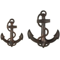 DecMode Bronze Aluminum Metal Weathered Anchor Wall Decor with Curved Rope Design (2 Count)