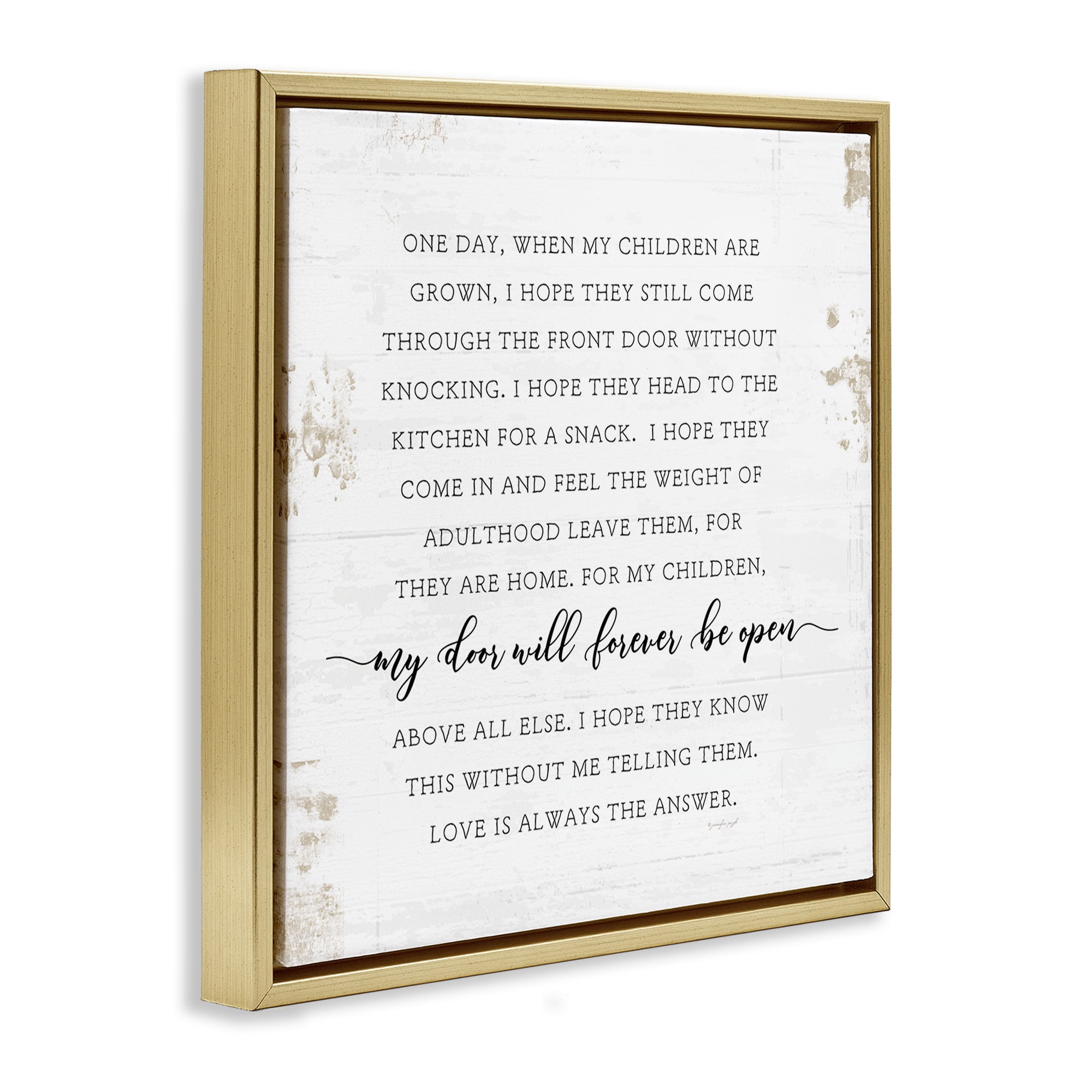 Stupell Industries Homely Parenting Phrase Inspirational Painting Gold Floater Framed Canvas Art Print Wall Art, 18 x 18
