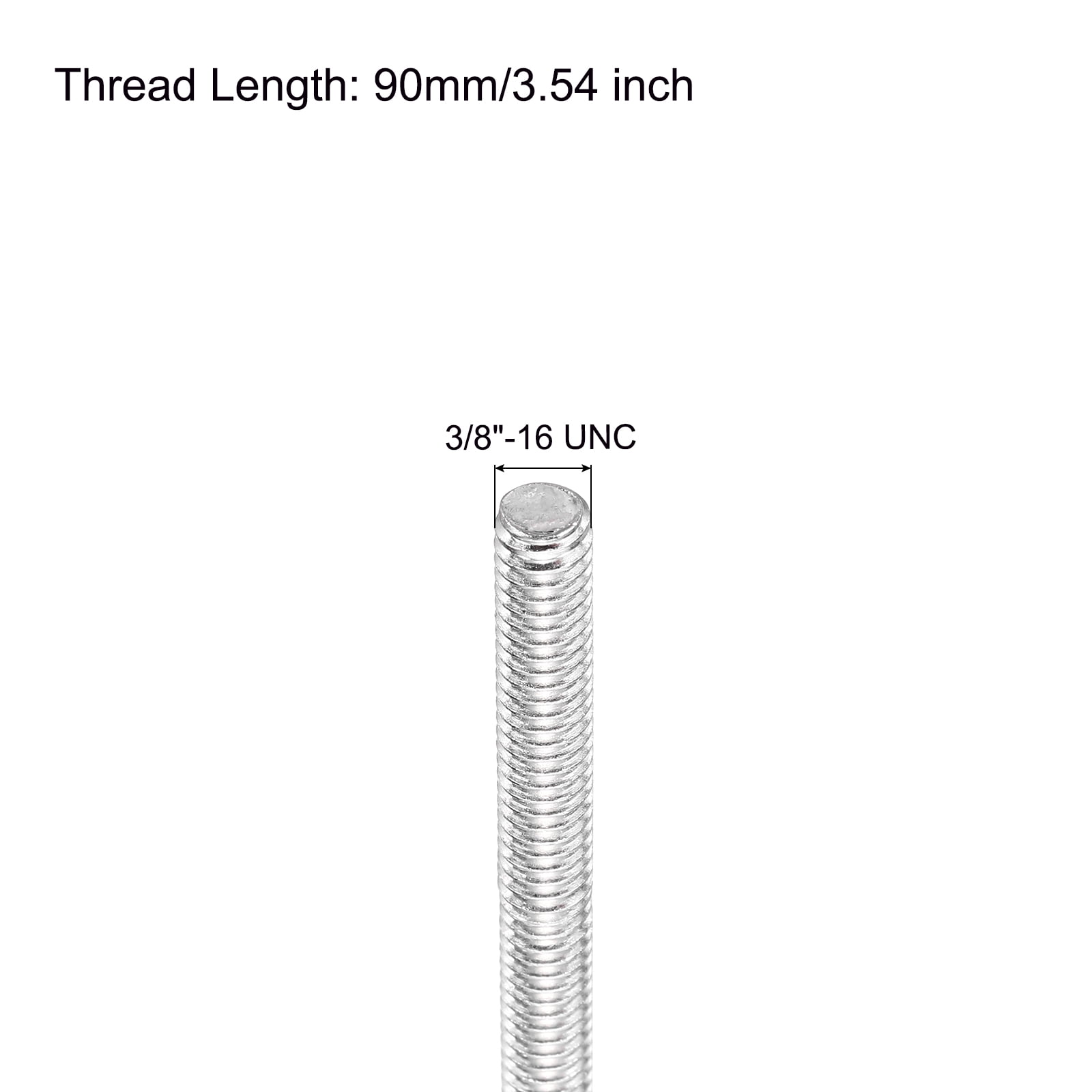 Uxcell Fully Threaded Rod 3/8"-16 UNC Pitch 304 Stainless Steel Right Hand 3.54" 8Pcs