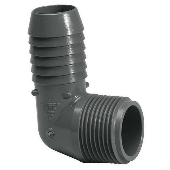 ZoroSelect PVC Elbow, 90 Degrees, Insert x MNPT, 2 in Pipe Size