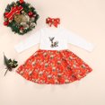 thumbnail image 3 of Xingqing 2 Pcs Robe de Noël pour Bébé Fille Imprimé Cerf Manches Longues Col Rond Bandeau Noué, 3 of 8