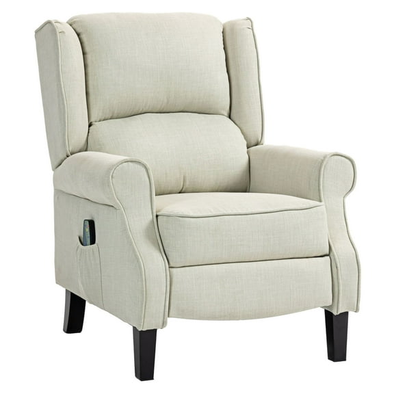 Massage Recliner Chair with Heat, Beige Wingback Push Back Chair - Living Room Comfort