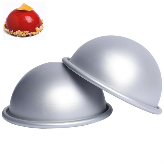 HYG 2 Pcs Aluminum Dome Cake Pan Half Ball Cake Molds Nonstick Baking Mold DIY Dessert Decorating Tool for Half Football Shaped Bikini Cake Pudding Making Wedding Birthday Supply 4 inch