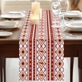 thumbnail image 3 of Red Orange Southwest Table Runner, Aztec Boho Ethnic Geometric Art Washable Cotton Linen Table Runners 120 Inches Long, Dresser Scarf Runner for Dining/Living Room/Kitchen/Square Tables 13''x120'', 3 of 9