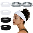 thumbnail image 1 of Diademas únicas para mujeres, diadema elástica antideslizante, banda para el cabello deportiva que absorbe la humedad, negra, 6 Pcs, 1 of 7
