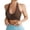 Coffee, variant on Womens Deep V-Neck Longline Sports Bra, Strappy Criss Cross Padded Cups Adjustable Spaghetti Straps Workout Yoga Crop Top Black M