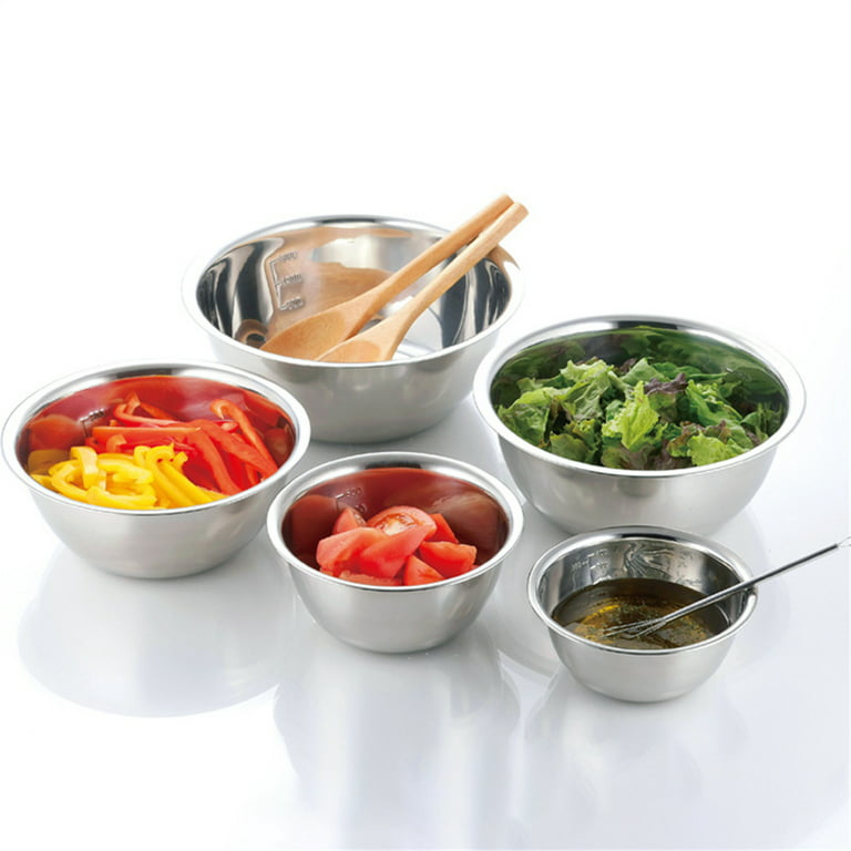 5pcs Mixing Bowls with Airtight Lids Set, Stainless Steel Metal