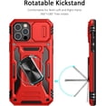 thumbnail image 2 of iPhone 12/12 Pro Case, Red-Two Way Stand, Heavy Duty Protective Sturdy Rotate Ring Kickstand Phone Case with Sliding Camera Cover, Military Grade, TPU, Polycarbonate, 6.1'', 2 of 13