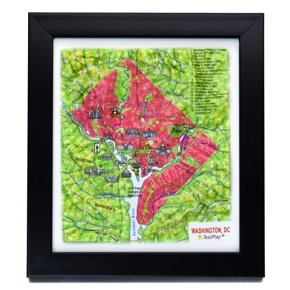 Washington DC 3D Raised Relief Map