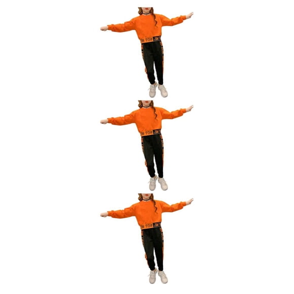 Qarigey Senderismo Niñas Algodón Deportes Camisa Pantalones Conjunto Otoño Fiesta Banquete Correr Ejercicio Niños Tops Pantalones Naranja Type1 NO1