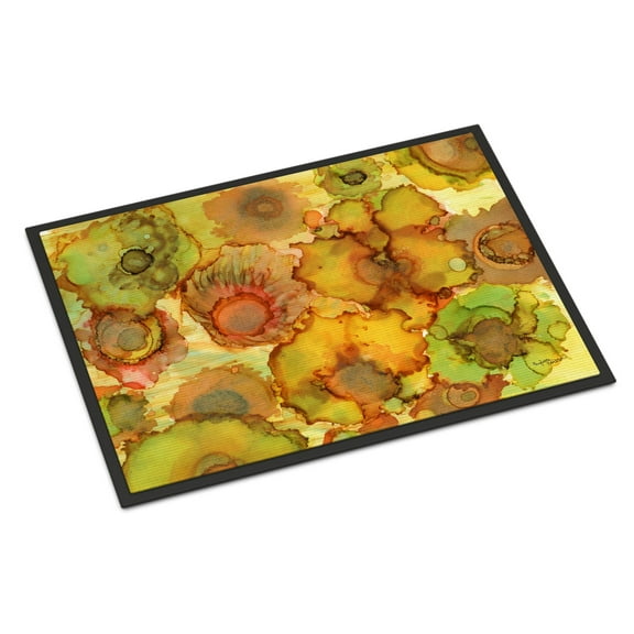 Abstract Flowers in Yellows and Oranges Doormat 18x27