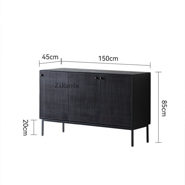 Gabinete lateral Gabinete de sala de estar tallado en teca Gabinete de entrada negro de madera maciza
