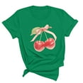 thumbnail image 2 of Rezuofi 1 Pcs Women's Graphic Vintage Tees Cherry Bow Letter Print Round Neck T Shirt Casual Summer Short Sleeve Trendy Tops, 2 of 5