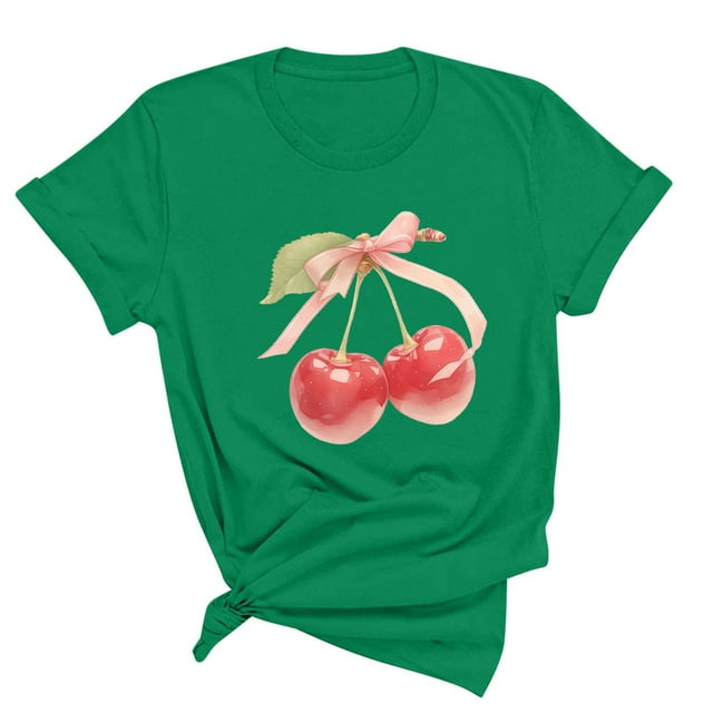 Blusas de Manga Corta para las Mujeres Divertida Impresión Cuello Redondo Camiseta Vintage, Blusas de Primavera para las Mujeres