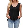 thumbnail image 1 of Camisetas Sin Mangas de Verano para Mujer, Camisetas Sin Mangas, Cuello en V, Ropa Informal Holgada, Conjuntos. Negro XXL, 1 of 10
