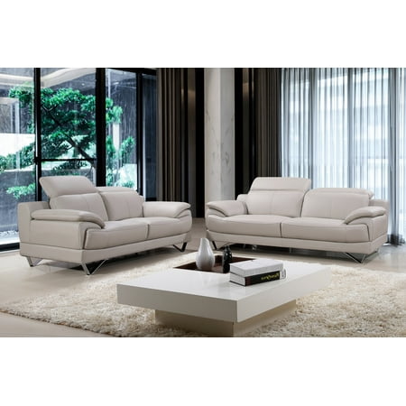 2pc Living Room Set Sofa & Loveseat, Upholstored Leather-M, Gray or