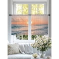 thumbnail image 5 of Ocean Sunset Semi Sheer Curtains 54 Inch Length 2 Panels Set, Summer Beach Shore Sky Sun Scenery Sheer Kitchen Curtain Privacy Voile Window Curtain for Living Room Bedroom Rod Pocket Drapes, 5 of 7