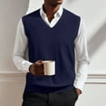 thumbnail image 6 of Huankd Men’s Knit Sweater Vest V Neck Relaxed Fit Sleeveless Pullovers Navy 5XL, 6 of 6