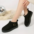 thumbnail image 4 of Dasayo Ankle Womans Boots Snow Furry Black Buckle Fuzzy Winter House Booties Ladies Shoes 38, 4 of 9