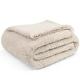 thumbnail image 2 of PAVILIA Sherpa Throw Blanket For Couch Sofa, Cream Beige Fluffy Warm Plush Blanket for Twin Bed, Cozy Super Soft Lightweight Throw, Fuzzy Decorative Blanket, All Season Home, 60x80, 2 of 9