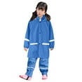 thumbnail image 3 of Wuxian Kids Rain Suit Button Rain Jacket Hooded Windproof Raincoat Kids Long Sleeve Hoodie Trench Pants Outfits Rain Jacket,Blue,2-3 Years, 3 of 8