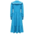 thumbnail image 4 of Aislor Pioneer Girls Colonial Prairie Costume 1800s Victorian Long Sleeve Ruffle Dress Blue 10, 4 of 7