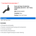 thumbnail image 2 of Front Left Outer Tie Rod End - Compatible with 2010 - 2017 Volvo XC60 2011 2012 2013 2014 2015 2016, 2 of 2