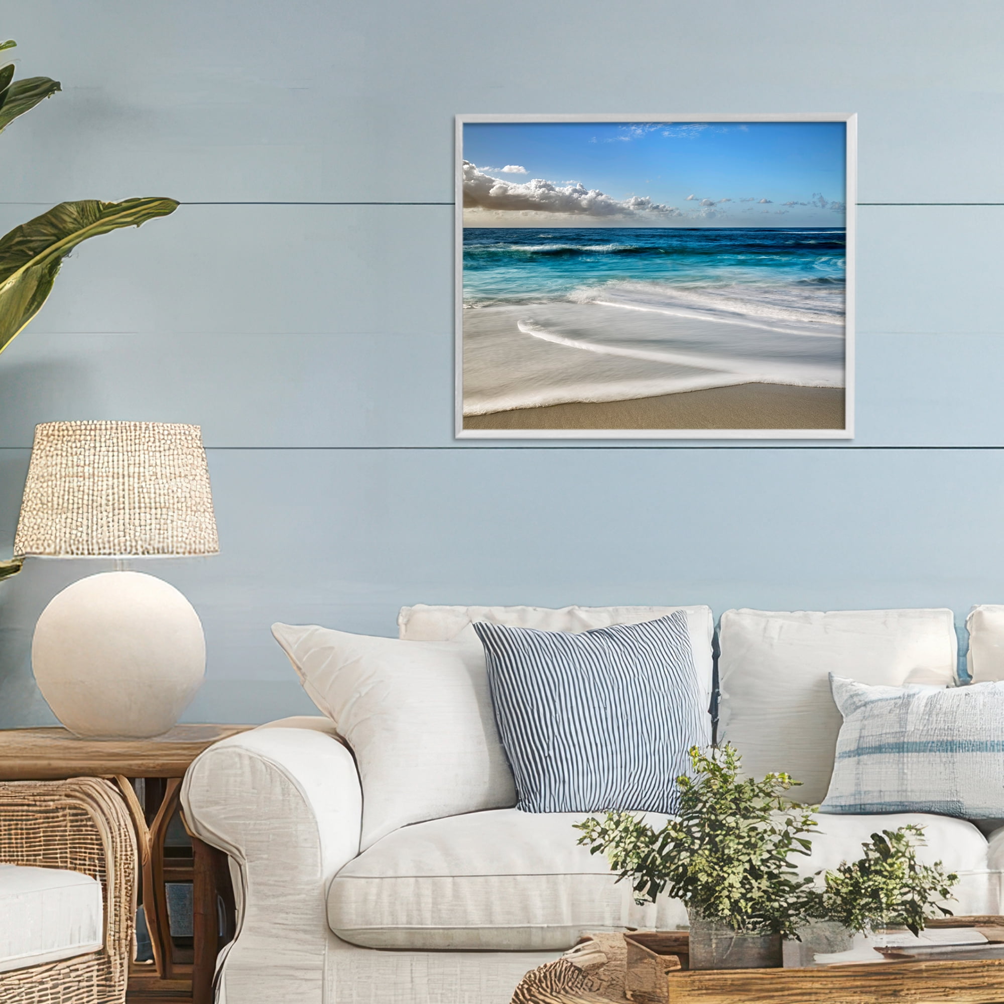 Stupell Industries Morning Foam on Shore White Framed Giclee Art, design by Superstock