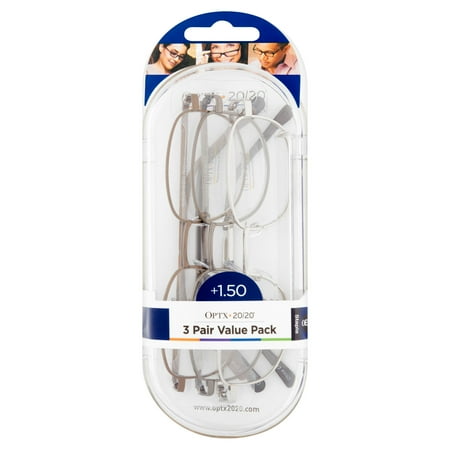 Optx 20/20 OE5 Staple +1.50 Reading Glasses Value Pack, 3