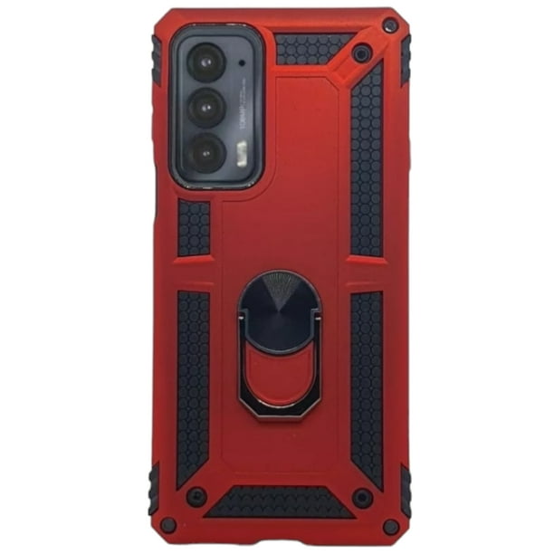 Funda Uso Rudo Cely Vesmir con Anillo Magnético Para Motorola Edge 20 Rojo Más 2 Micas de Cristal