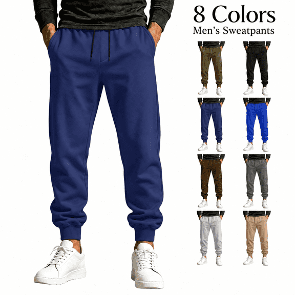 Aezemi Men Elastic Waist Jogger Sweatpants with 4 Pockets Drawstring Casual Outdoor Workout Sports Winter Pants Fashion Comfy Fall Gym All Match Trousers XL