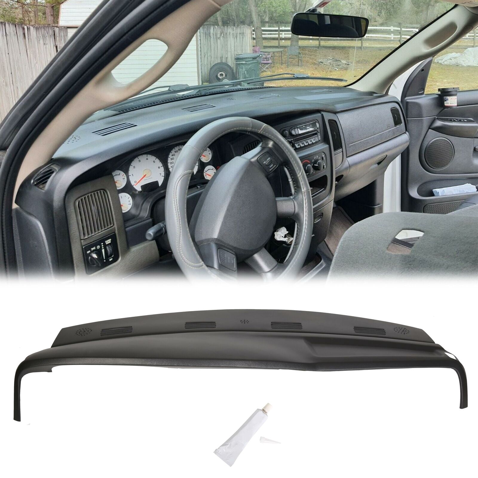 Liugou74 Molded Dash Cover Kit For 2002-2005 Dodge Ram 1500/2500/3500 (2-Piece)