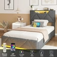 thumbnail image 5 of VEANERWOOD Twin Bed Frame with Storage Headboard and 4 DrawersUpholstered Plarform with Built in Charging Station and Adjustable Led Lights, Dark Grey, 5 of 9