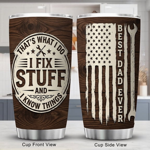 "I Fix Stuff And I Know Things" Funny Mechanic 20oz Tumbler, Stainless Steel Travel Mug for Dad, Vacuum Insulated Coffee Cup for Father's Day Birthday Gift