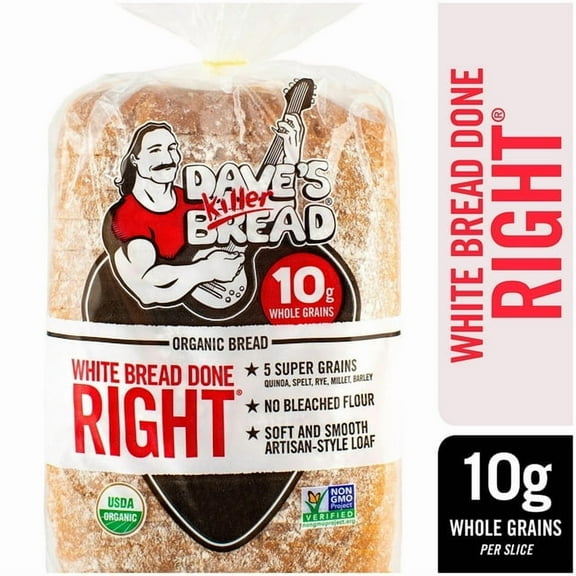 Dave's Killer Bread White Bread Done Right Organic Bread Loaf 24 oz (Pack of 3)