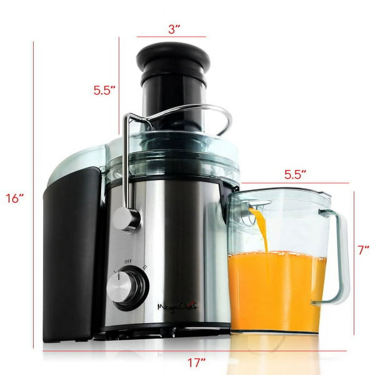 Megachef Wide Mouth Juice Machine With Dual Speed Centrifugal Juicer Silver