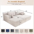 thumbnail image 2 of 71'' Oversized Double Chaise Lounges Indoor, Cloud Upholstered Boneless Couch Bed, Deep Seat, No Assembly Required, Modern Corduroy Sleeper Loveseat Chair for Living Room Bedroom Reading (White), 2 of 8