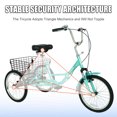 thumbnail image 5 of iRerts Folding Adult Tricycles 20" Wheel, Single Speed Cruiser Bicycles Bike with Shopping Basket, Adjustable Seat, Adult Trike Bicycle for Seniors Women Men, 3 Wheeled Bikes for Adults, Teal Blue, 5 of 8