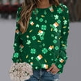 thumbnail image 4 of ASFGIMUJ Women St Pa Day T Shirts Crewneck Green Sweatshirt Raglan Sleeve Shirt Pullover Tops Loose Suitable Dressy Tops,Size L, 4 of 5