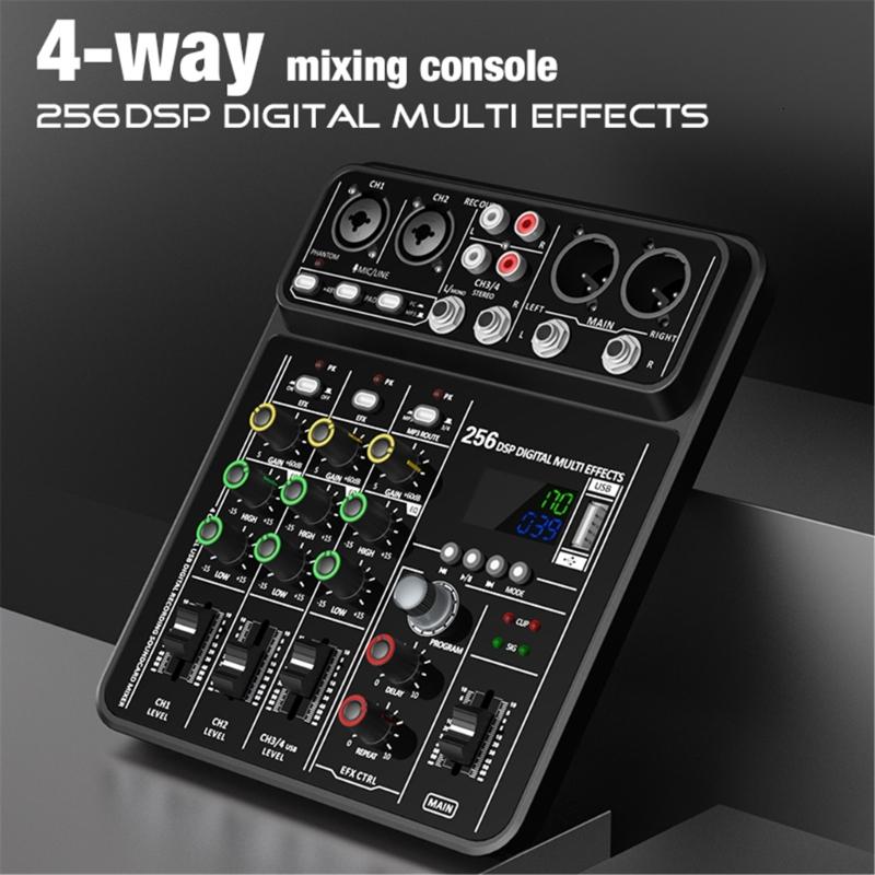 lanema Metal Body Mixing Board Audios Mixer 4Input Channel Support Instrument Mics For Stage Event And Homes Studios Use