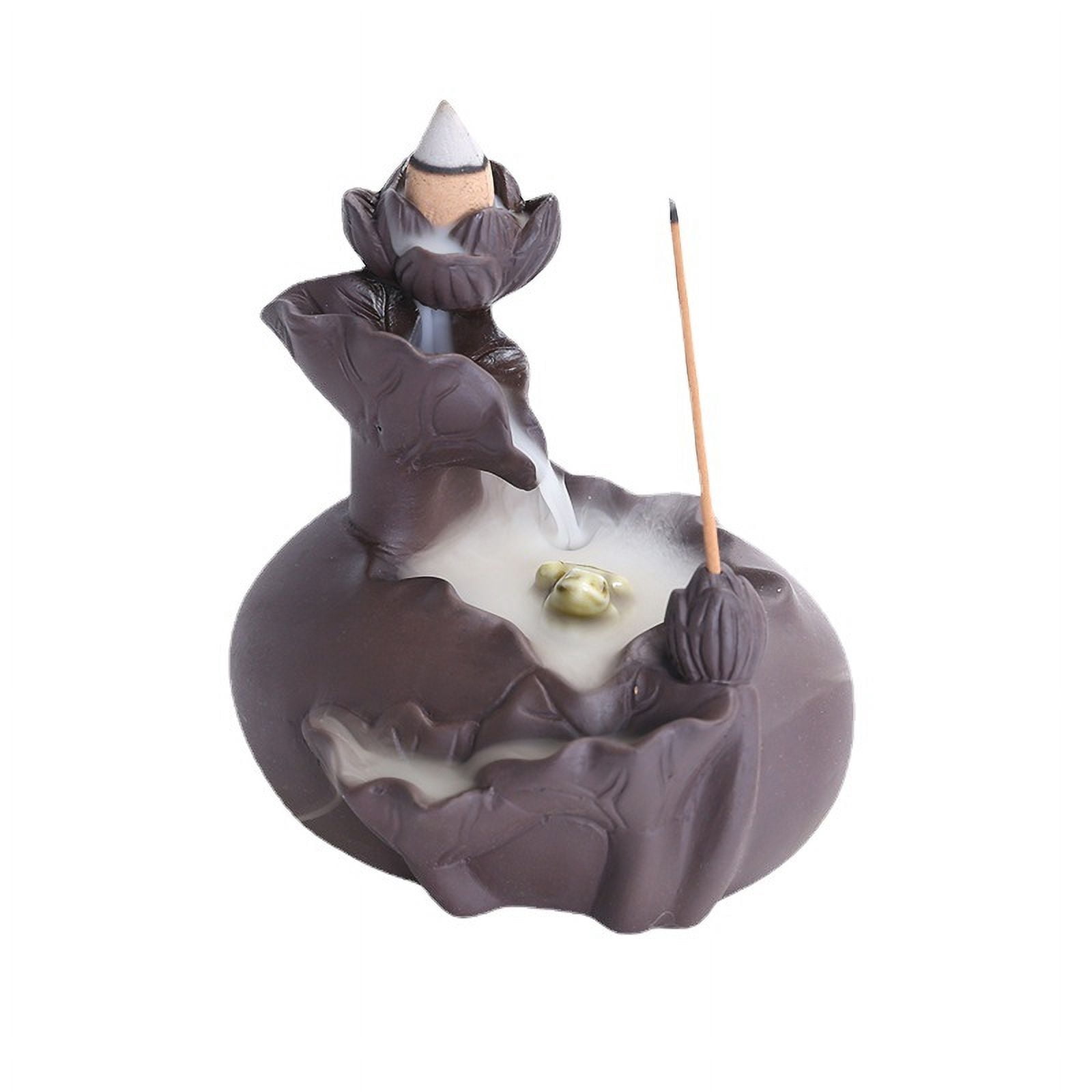 Purple Sand Lotus Leaf Backflow Incense Burner Creative Frog Reflow Incense Holder Fragrant Incense Home Decoration