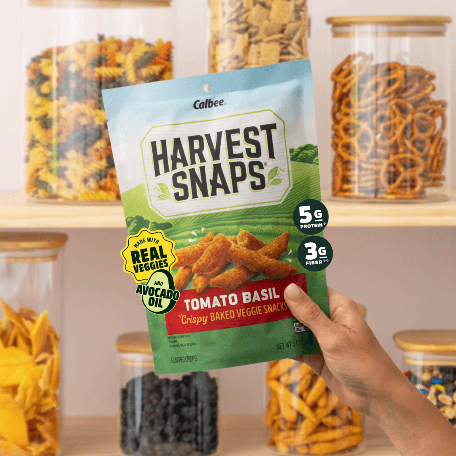 (3 pack) Harvest Snaps Snack Crisps Tomato Basil 8.5 OZ Bag