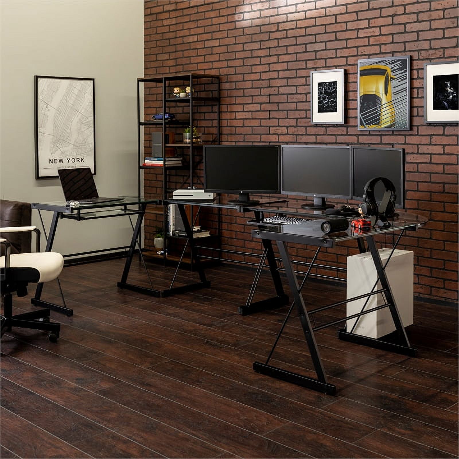 Contemporary Z-Frame Command Center Computer and Gaming Desk - Black - image 9 of 12