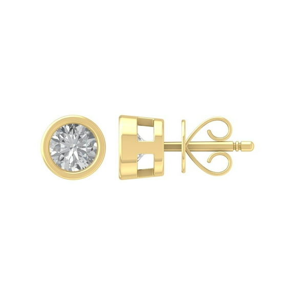 ARAIYA FINE JEWELRY 10K Yellow Gold Diamond Solitaire Stud Earrings (1/2 cttw, I2-I3 Clarity, I-J Color)
