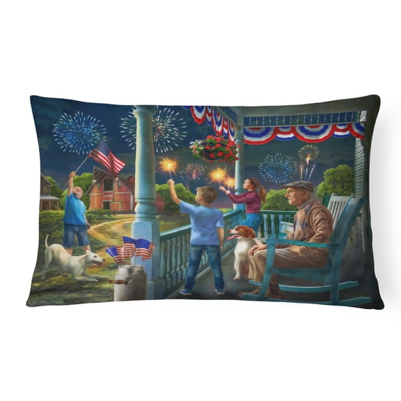 Carolines Treasures PTW2073PW1216 4th of July at Grandpas USA Canvas Fabric Decorative Pillow  12H x16W multicolor
