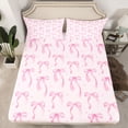 thumbnail image 2 of Homewish Girly Pink Ribbon Twin Sheet Sets for Kids, Chic Polkadot Twin Fitted Sheet, Princess Cartoon Theme Flat Sheet, Breathable Home Decor, 3 Pieces, 2 of 7
