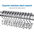 thumbnail image 3 of Shower Curtain Hooks Rings, Double Sided Shower Curtain Hooks, Stainless Steel Shower Hooks Rust Proof for Bathroom Shower Curtain Rod Curtains, Free Gliding, Silver, Set of 12, 3 of 7