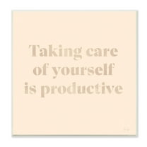 Stupell Industries Taking Care Of Yourself Comforting Motivational Phrase Wood Wall Art, 12 x 12, Design by Yass Naffas Designs