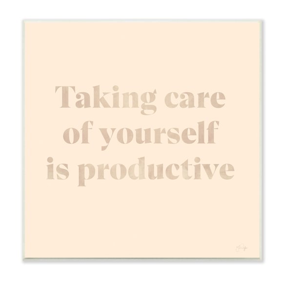 Stupell Industries Taking Care Of Yourself Comforting Motivational Phrase Wood Wall Art, 12 x 12, Design by Yass Naffas Designs