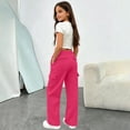 thumbnail image 2 of Mnyotv Girls Sweatpants with Pockets Kids Cargo Wide Leg Pants Baggy Sweatpants Teen Joggers Trousers Size 11-12Y, 2 of 8